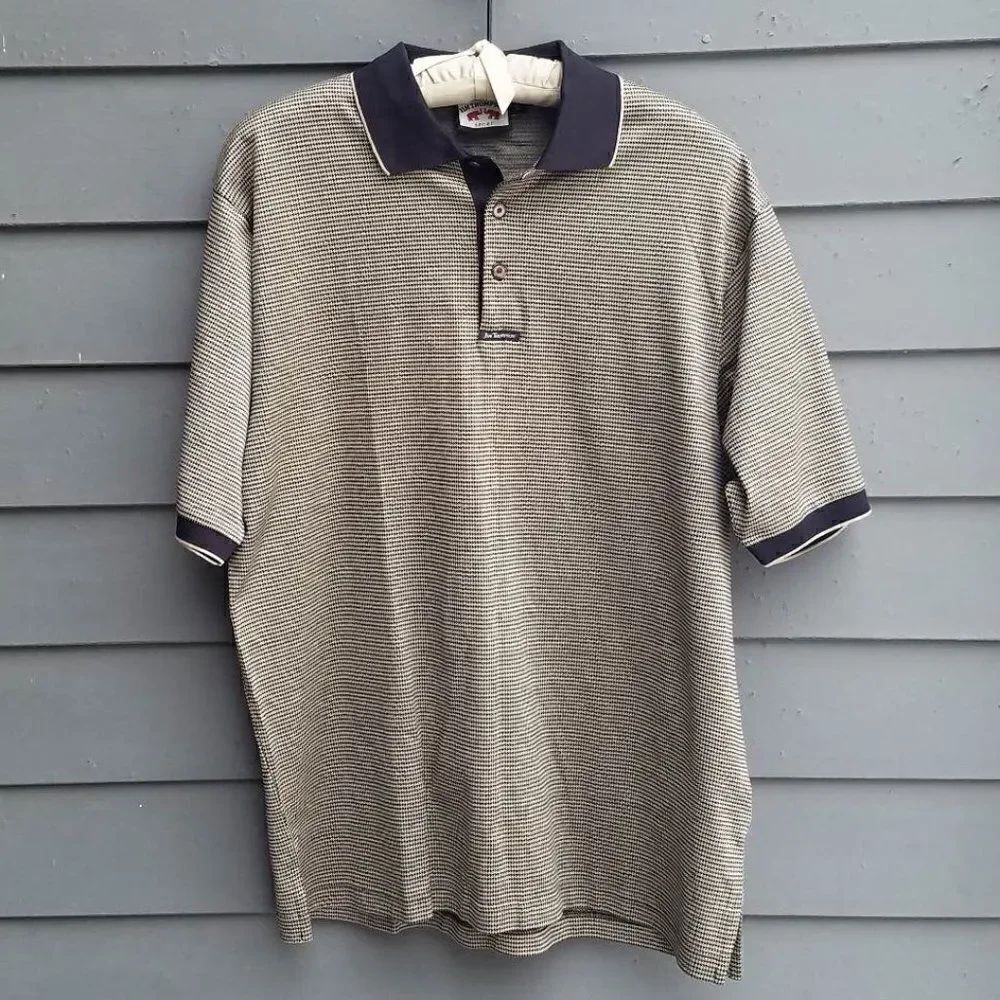 Mens Jim Thompson Tan Black Polo Shirt size Large